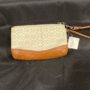 Coach Tan and Brown Wristlet